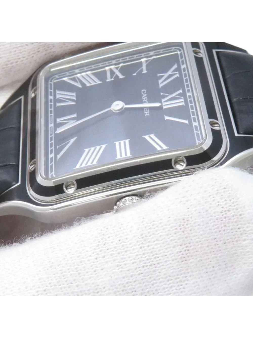 Cartier Santos Dumont LM Watch Black Dial Hand Wound
